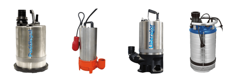 Collage of submersible pumps from T-T on a white background.