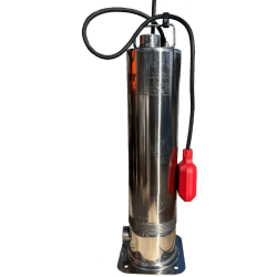 Photo of a Raincycle Domestic Rain Harvesting system, consisting of a silver cylinder, black wire and red float switch.