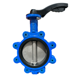 Blue lugged/tapped butterfly isolation valve.