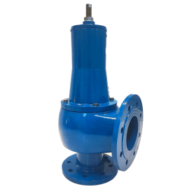 Pressure relief valve with flanged outlet.