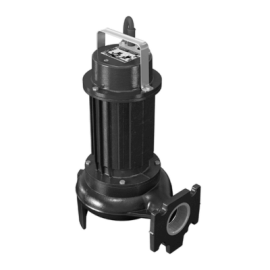 A black Zenit submersible sewage pump with a silver handle, photo taken from a higher angle.