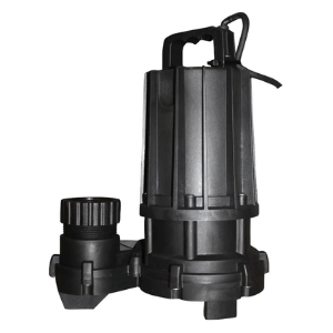 A black sump pump made from fibre-reinfoced plastic for excellent corrosion resistence.