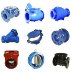 A collage of T-T Flow check valves on a white backgroud.