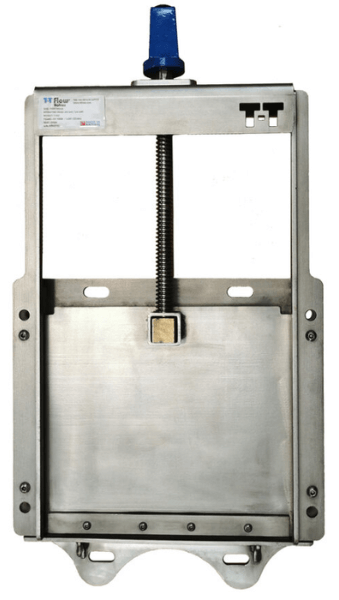 Stainless steel penstock isolation valve.