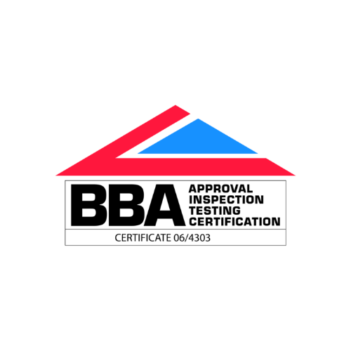 A blue, black and red logo for BBA, the British Board of Agrément.